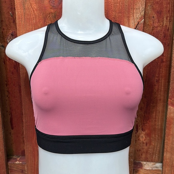 PINK Victoria's Secret Black and Pink Racerback Sports Bra Size S/P - Picture 3 of 7